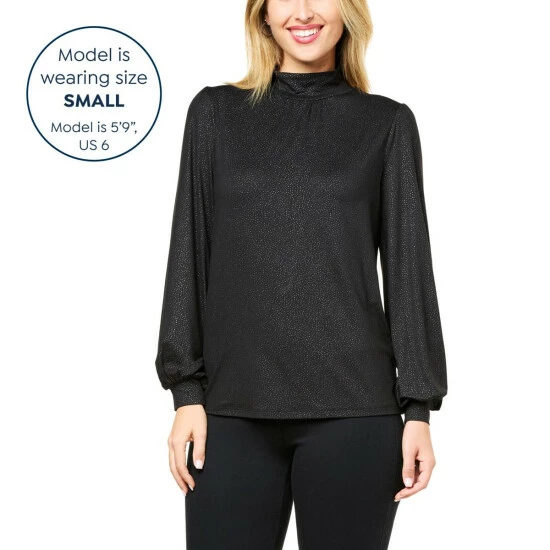 Hot Sale ๐ G By Giuliana Dream Knit Foil Print Mock-Neck Top Midnight ๐ 6 Hot Sale ๐ G By Giuliana Dream Knit Foil Print Mock-Neck Top Midnight ๐ - Image 4