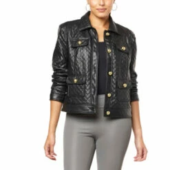 Outlet 😉 "As Is" G By Giuliana Black Label Quilted Faux Leather Jacket 🧨