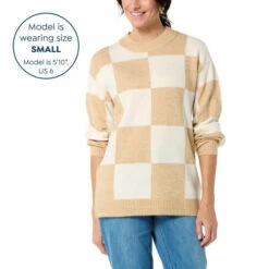 Brand new 🥰 G By Giuliana Checkered Jacquard Pullover Sweater Ballet Pink/ivory ⌛ -G by GIULIANA Sales Store unnamed file 4