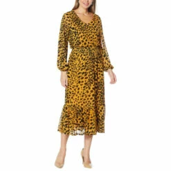 Wholesale ⭐ "As Is" G By Giuliana Printed Mesh Tiered Midi 👗 Dress ✔️