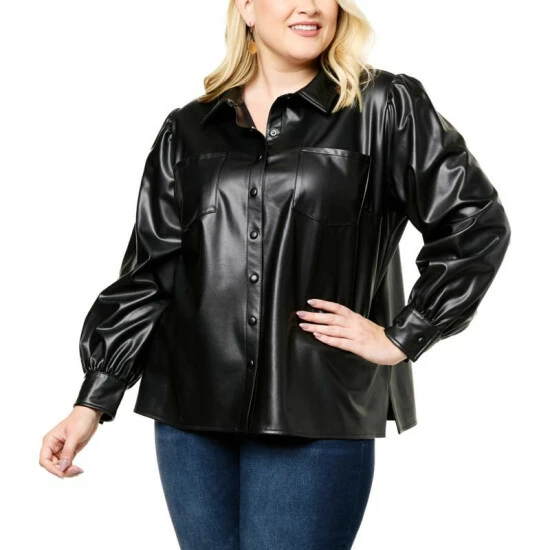 Outlet ๐ G By Giuliana Black Label Faux Leather Buttoned ๐ Shirt โค๏ธ 10 Outlet ๐ G By Giuliana Black Label Faux Leather Buttoned ๐ Shirt โค๏ธ - Image 8