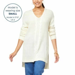 Discount 👍 G By Giuliana V-Neck Cable Knit Tunic Sweater Black 🛒 -G by GIULIANA Sales Store unnamed file 478