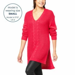 Discount 👍 G By Giuliana V-Neck Cable Knit Tunic Sweater Black 🛒 -G by GIULIANA Sales Store unnamed file 479