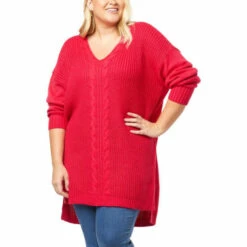 Discount 👍 G By Giuliana V-Neck Cable Knit Tunic Sweater Black 🛒 -G by GIULIANA Sales Store unnamed file 484