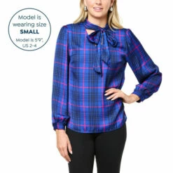 New 🌟 G By Giuliana Black Label Plaid Satin Neck-Tie Blouse Sapphire Plaid 🤩 12 New 🌟 G By Giuliana Black Label Plaid Satin Neck-Tie Blouse Sapphire Plaid 🤩 -G by GIULIANA Sales Store unnamed file 520