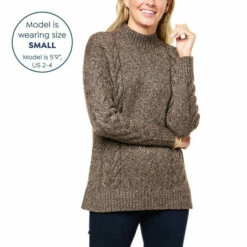 Top 10 ✨ G By Giuliana Cable Knit Turtleneck Sweater Coffee Marl 😍 -G by GIULIANA Sales Store unnamed file 526