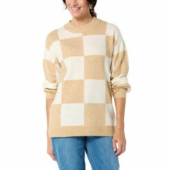 Brand new 🥰 G By Giuliana Checkered Jacquard Pullover Sweater Ballet Pink/ivory ⌛ -G by GIULIANA Sales Store unnamed file 6