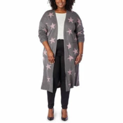 Coupon 👏 G By Giuliana Jacquard Sweater Knit Duster Cardigan Black Heart 💯 -G by GIULIANA Sales Store unnamed file 617