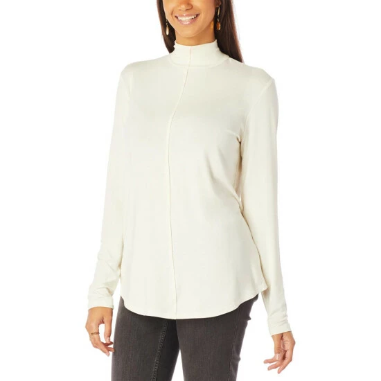 New 🌟 G By Giuliana Mock-Neck EcoLuxe Knit Long-Sleeve Tee Ivory 👏 6 New 🌟 G By Giuliana Mock-Neck EcoLuxe Knit Long-Sleeve Tee Ivory 👏 - Image 4