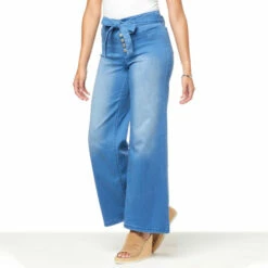 Best Sale ๐ฅ G By Giuliana G-Soft Denim Wide-Leg Jean With Tie Belt Light Wash ๐