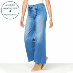 Best Sale 🔥 G By Giuliana G-Soft Denim Wide-Leg Jean With Tie Belt Light Wash 😀 -G by GIULIANA Sales Store unnamed file 669