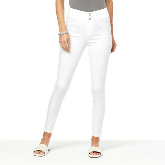 Hot Sale ❤️ G By Giuliana G-Soft Denim Double-Button Pull-On Jegging Bright White 🥰 3 Hot Sale ❤️ G By Giuliana G-Soft Denim Double-Button Pull-On Jegging Bright White 🥰