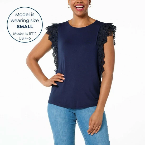 Hot Sale โ G By Giuliana Crochet Flutter Sleeve EcoLuxe Tee Black ๐คฉ 4 Hot Sale โ G By Giuliana Crochet Flutter Sleeve EcoLuxe Tee Black ๐คฉ - Image 2