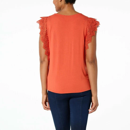 Hot Sale โ G By Giuliana Crochet Flutter Sleeve EcoLuxe Tee Black ๐คฉ 5 Hot Sale โ G By Giuliana Crochet Flutter Sleeve EcoLuxe Tee Black ๐คฉ - Image 3