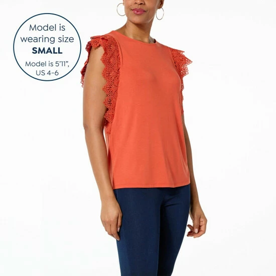 Hot Sale โ G By Giuliana Crochet Flutter Sleeve EcoLuxe Tee Black ๐คฉ 6 Hot Sale โ G By Giuliana Crochet Flutter Sleeve EcoLuxe Tee Black ๐คฉ - Image 4