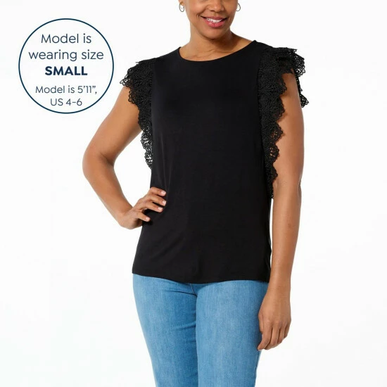 Hot Sale โ G By Giuliana Crochet Flutter Sleeve EcoLuxe Tee Black ๐คฉ 7 Hot Sale โ G By Giuliana Crochet Flutter Sleeve EcoLuxe Tee Black ๐คฉ - Image 5