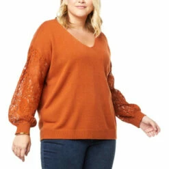 Best deal 👏 G By Giuliana Lace Sleeve Knit Sweater Cappuccino 🤩 -G by GIULIANA Sales Store unnamed file 710