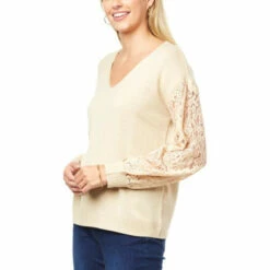 Best deal 👏 G By Giuliana Lace Sleeve Knit Sweater Cappuccino 🤩 -G by GIULIANA Sales Store unnamed file 711