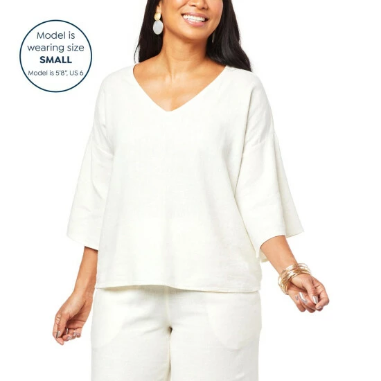 Deals 🎁 G By Giuliana Jet Set G Sugar Washed Linen-Blend Top Faded Red 😀 6 Deals 🎁 G By Giuliana Jet Set G Sugar Washed Linen-Blend Top Faded Red 😀 - Image 4