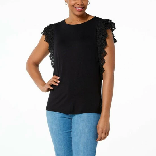 Hot Sale โ G By Giuliana Crochet Flutter Sleeve EcoLuxe Tee Black ๐คฉ 8 Hot Sale โ G By Giuliana Crochet Flutter Sleeve EcoLuxe Tee Black ๐คฉ - Image 6