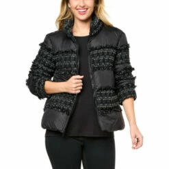 Outlet 🌟 G By Giuliana Black Label Tweed Detail Puffer 🧥 Coat 🧨 -G by GIULIANA Sales Store unnamed file 763