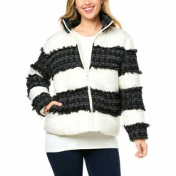 Outlet 🌟 G By Giuliana Black Label Tweed Detail Puffer 🧥 Coat 🧨 -G by GIULIANA Sales Store unnamed file 770