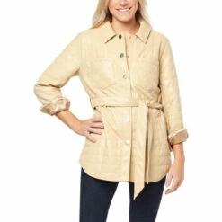 Wholesale ⭐ G By Giuliana Black Label Quilted Faux Leather Shacket ⭐