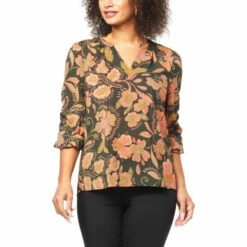 Budget 🌟 G By Giuliana Shirred Sleeve Blouse Navy Floral 👍 -G by GIULIANA Sales Store unnamed file 818