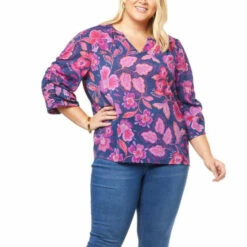 Budget 🌟 G By Giuliana Shirred Sleeve Blouse Navy Floral 👍 -G by GIULIANA Sales Store unnamed file 819