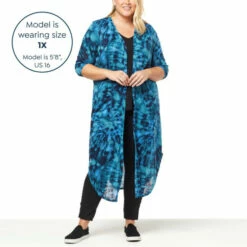 Coupon ❤️ G By Giuliana Printed Slub Knit Duster Black Tie Dye 😀 -G by GIULIANA Sales Store unnamed file 834