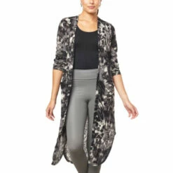 Coupon ❤️ G By Giuliana Printed Slub Knit Duster Black Tie Dye 😀 -G by GIULIANA Sales Store unnamed file 838
