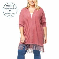 Discount 👏 G By Giuliana Burnout Rib Knit Cardigan With Fringe Ruby 🥰 -G by GIULIANA Sales Store unnamed file 867