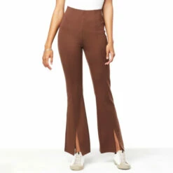 Wholesale 👏 G By Giuliana Ponte Knit Front Slit Pull-On Pant Chestnut ✨