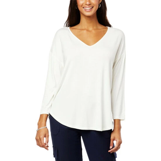 Deals 👍 G By Giuliana EcoLuxe Knit 3/4-Sleeve Hi-Low Hem Tee Black 🛒 3 Deals 👍 G By Giuliana EcoLuxe Knit 3/4-Sleeve Hi-Low Hem Tee Black 🛒