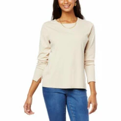 Outlet 👍 G By Giuliana Burnout Rib Knit Long-Sleeve Tee Charcoal 👏 -G by GIULIANA Sales Store unnamed file 901