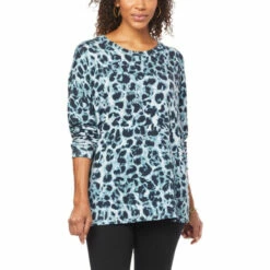 Top 10 🛒 G By Giuliana SoSoft French Terry Oversized Tunic Teal Leopard 😍