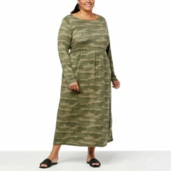 Best Sale 💯 G By Giuliana SoSoft French Terry Midi 👗 Dress Olive Camo 🔥 -G by GIULIANA Sales Store unnamed file 928