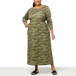 Best Sale 💯 G By Giuliana SoSoft French Terry Midi 👗 Dress Olive Camo 🔥 -G by GIULIANA Sales Store unnamed file 932