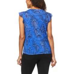 Hot Sale 🛒 G By Giuliana Snake-Print Aria Mesh Knit Ruffle Trim Tank Olive Snake 🛒 -G by GIULIANA Sales Store unnamed file 942