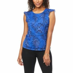 Hot Sale 🛒 G By Giuliana Snake-Print Aria Mesh Knit Ruffle Trim Tank Olive Snake 🛒 -G by GIULIANA Sales Store unnamed file 945