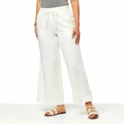 Deals 😍 G By Giuliana Jet Set G Sugar Washed Linen-Blend Wide-Leg Pant Ivory 🌟 -G by GIULIANA Sales Store unnamed file 962