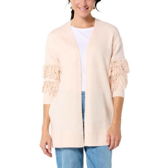 Wholesale ❤️ G By Giuliana Fringe-Sleeve Detail Sweater Knit Cardigan Ballet Pink 😉 8 Wholesale ❤️ G By Giuliana Fringe-Sleeve Detail Sweater Knit Cardigan Ballet Pink 😉 - Image 6