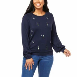 Best Sale 🛒 G By Giuliana Embroidered Sweatshirt Olive Night 🥰 -G by GIULIANA Sales Store unnamed file 973
