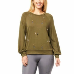 Best Sale 🛒 G By Giuliana Embroidered Sweatshirt Olive Night 🥰 -G by GIULIANA Sales Store unnamed file 974