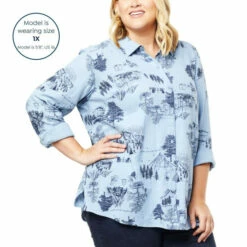 New 🤩 G By Giuliana Sun-Soaked Textured Gauze Buttoned 👕 Shirt Dusty Blue 🎉 -G by GIULIANA Sales Store unnamed file 977