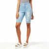 Best Sale 🎁 G By Giuliana Distressed Denim Bermuda Short Light Acid Wash ⭐